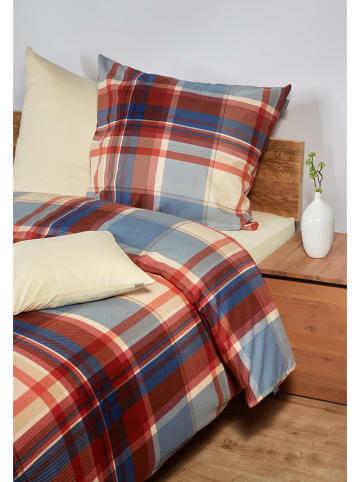 Schiesser Feinbiber-Bettwäsche-Set "Solange" in Blau/ Rot