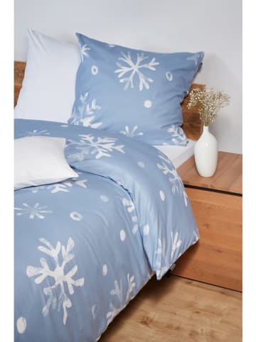 Schiesser Fijnbiber beddengoedset "Skadi" lichtblauw