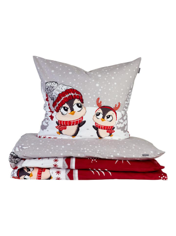 Schiesser Fijnbiber beddengoedset "Antoni" grijs/rood
