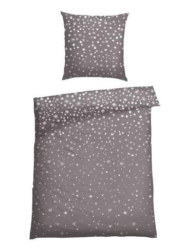 Schiesser Komplet pościeli flanelowej "Runa" w kolorze szarym