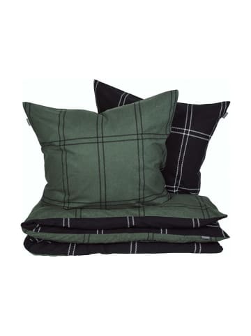 Schiesser Komplet pościeli flanelowej "Ellis" w kolorze zielono-czarnym