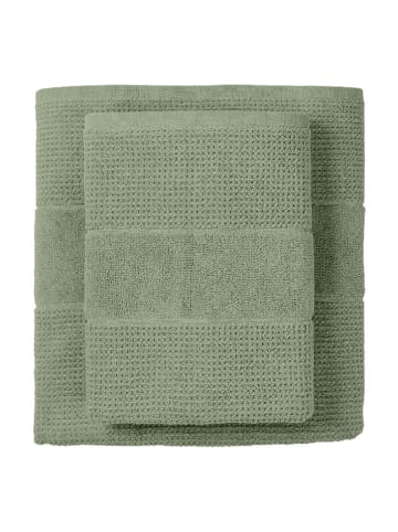 Schiesser 2-delige set: badhanddoeken "Turin" groen