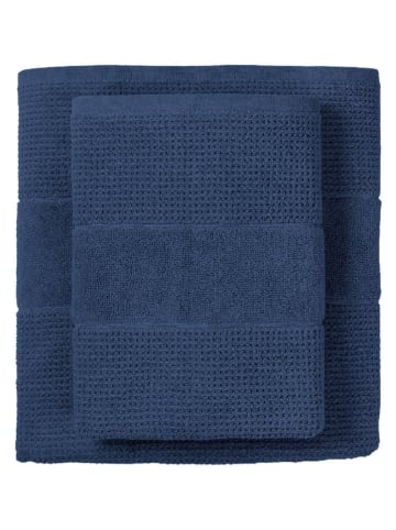 Schiesser 2-delige set: badhanddoeken "Turin" donkerblauw