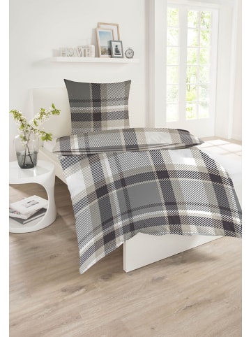 Schiesser Komplet pościeli flanelowej "Setta" w kolorze szarym