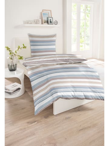 Schiesser Komplet pościeli renforcé "Mervyn Mervyn" w kolorze błękitno-jasnobrązowym