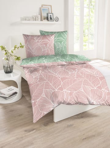 Schiesser Renforcé beddengoedset "Yola" lichtroze/groen