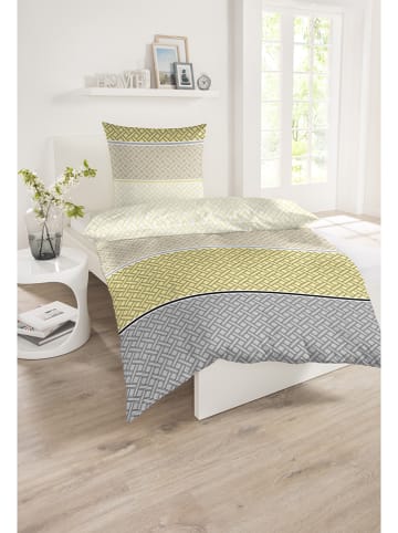 Schiesser Renforcé-Bettwäsche-Set "Flavio" in Blau/ Creme/ Gelb