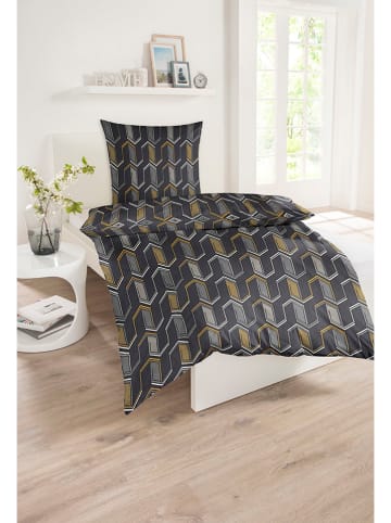 Schiesser Renforcé-Bettwäsche-Set "Marly" in Schwarz/ Gelb