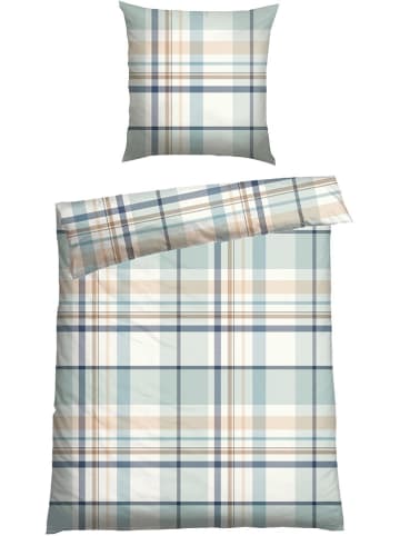 Schiesser Komplet pościeli renforcé "Ezra" w kolorze morsko-kremowym