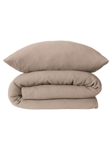 Schiesser Komplet pościeli muślinowej "Molly" w kolorze szarobrązowym