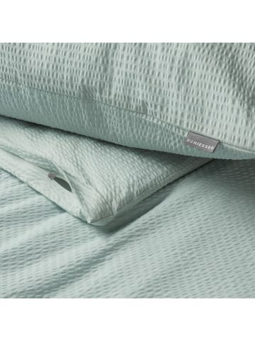 Schiesser Seersucker beddengoedset "Laura" petrol