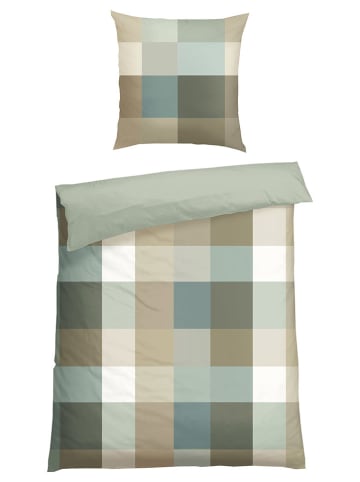 Schiesser Komplet pościeli flanelowej "Travis" w kolorze zielono-biało-turkusowym