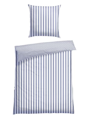 Schiesser Fijnbiber beddengoedset blauw/wit