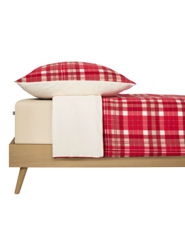Schiesser Fijnbiber beddengoedset "Morris" rood/crème