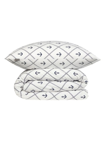 Schiesser Renforcé-Bettwäsche-Set "Nola" in Weiß/ Dunkelblau