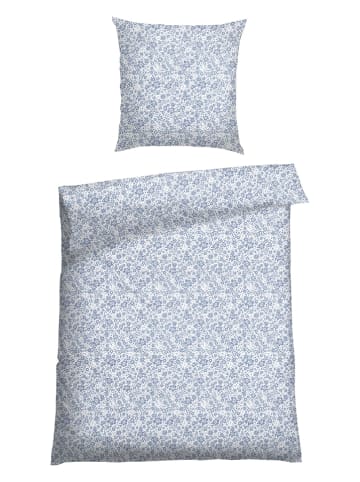 Schiesser Komplet pościeli renforcé "Flower" w kolorze błękitnym