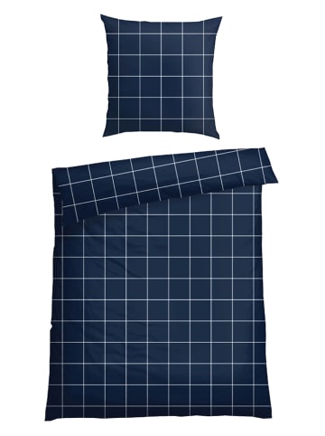 Schiesser Satin-Bettwäsche-Set "Josh" in Dunkelblau