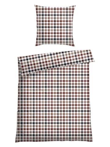 Schiesser Komplet pościeli flanelowej "James" w kolorze brązowo-beżowym