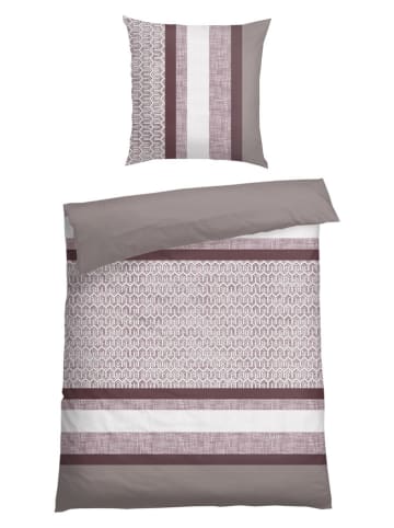 Schiesser Renforcé beddengoedset "Siena" beige/rood