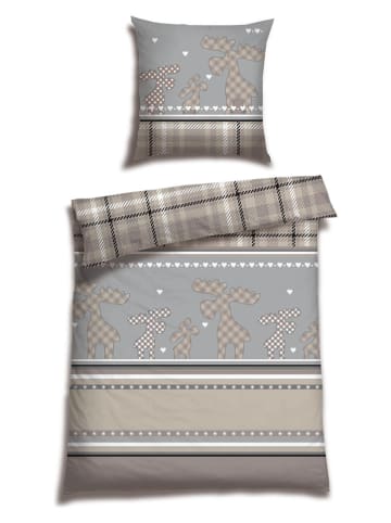 Schiesser Fijnbiber beddengoedset "Salous" beige/grijs