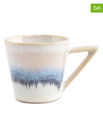 Salt and Pepper 4er-Set: Mokkatassen "Stripes" in Weiß/ Blau - 100 ml