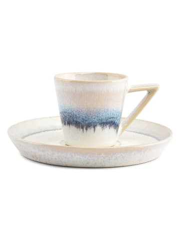 Salt and Pepper 4er-Set: Mokkatassen "Stripes" in Weiß/ Blau - 100 ml