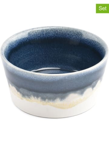 Salt and Pepper 4er-Set: Schalen ''Flow'' in Dunkelblau/ Weiß - (H)5 x Ø 10 cm