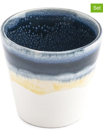 Salt and Pepper 4er-Set: Mokkabecher ''Flow'' in Weiß/ Dunkelblau - 100 ml