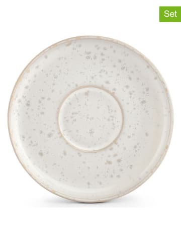 Salt and Pepper 4er-Set: Untertassen ''Curvy'' in Weiß/ Beige - Ø 11 cm