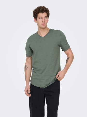 ONLY & SONS Koszulka "Benne" w kolorze zielonym