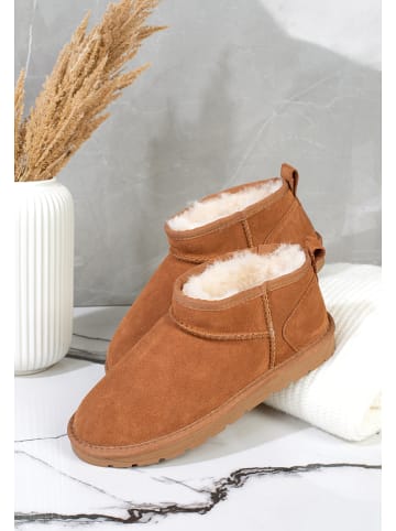 Gooce Leder-Winterboots "Mindy" in Hellbraun