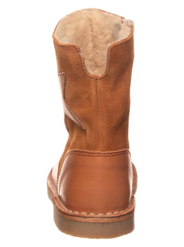 kmins Skórzane kozaki zimowe w kolorze jasnobrązowym