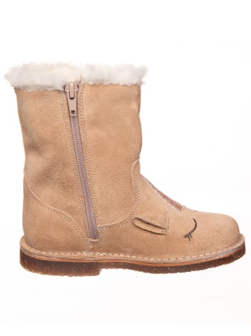 kmins Skórzane kozaki zimowe w kolorze beżowym