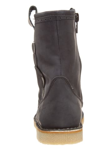 POM POM Leder-Winterboots in Dunkelblau