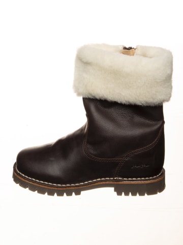 POM POM Leder-Winterstiefel in Braun