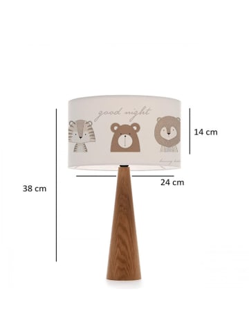 ABERTO DESIGN Lampa stołowa w kolorze biało-jasnobrązowym - wys. 38 x Ø 24 cm