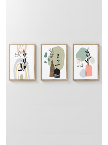 ABERTO DESIGN 3er-Set: Gerahmte Kunstdrucke - (B)33 x (H)48 cm