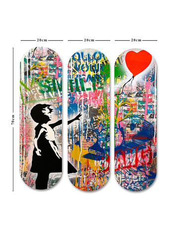 ABERTO DESIGN 3-delige set: wandobjecten meerkleurig