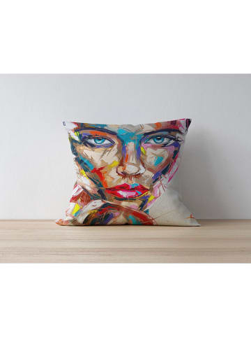 ABERTO DESIGN Kissenhülle in Beige/ Hellblau