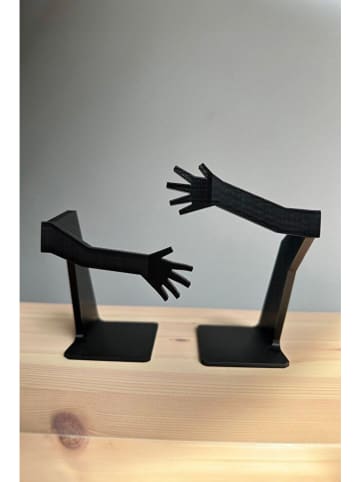 ABERTO DESIGN 2-delige set: boekensteunen zwart - (B)7,5 x (H)12 cm