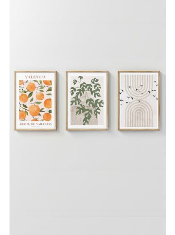 ABERTO DESIGN 3er-Set: Gerahmte Kunstdrucke - (B)33 x (H)48 cm