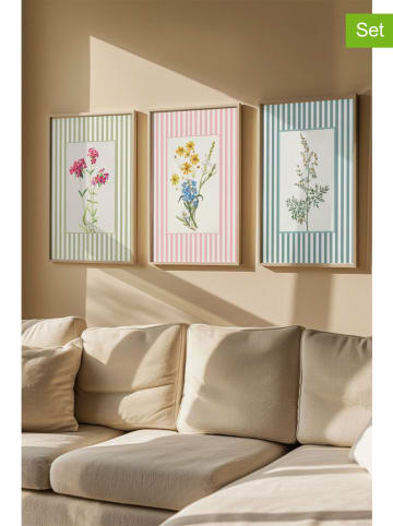 ABERTO DESIGN 3er-Set: Gerahmte Kunstdrucke - (B)50 x (H)70 cm