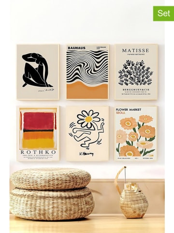 ABERTO DESIGN 6-delige set: ingelijste kunstdrukken - (L)48 x (B)33 cm