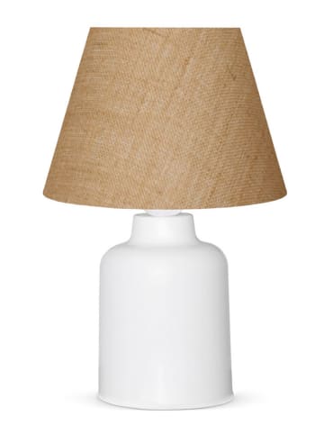 ABERTO DESIGN Lampa stołowa w kolorze jasnobrązowo-białym - wys. 31 x Ø 22 cm