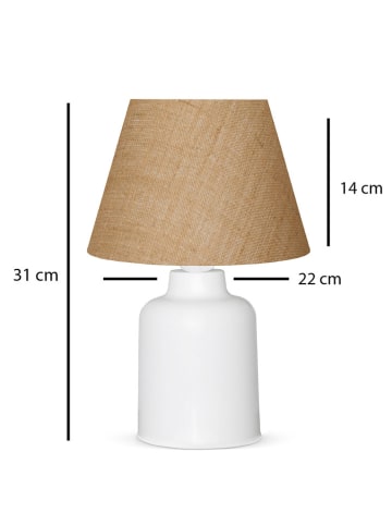 ABERTO DESIGN Tafellamp lichtbruin/wit - (H)31 x Ø 22 cm