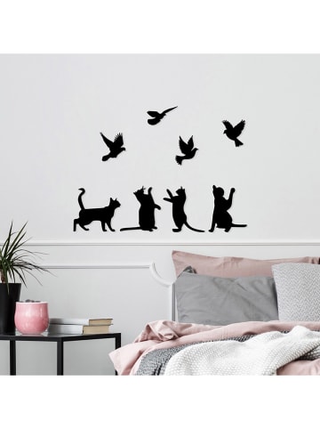 ABERTO DESIGN Wanddecoratie "Birds Playing With Cats" - (B)110 x (H)79 cm