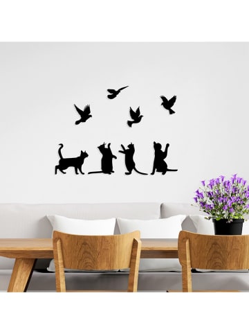 ABERTO DESIGN Wanddecoratie "Birds Playing With Cats" - (B)110 x (H)79 cm