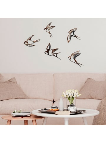 ABERTO DESIGN 5-delige set: wanddecoratie "Birds - 2" bruin/zwart