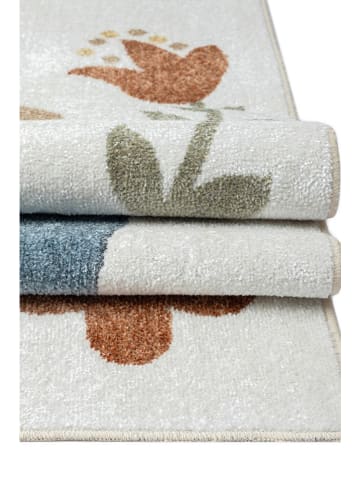 ABERTO DESIGN Kurzflor-Teppich "Bohem Kinds Zoo" in Creme/ Bunt