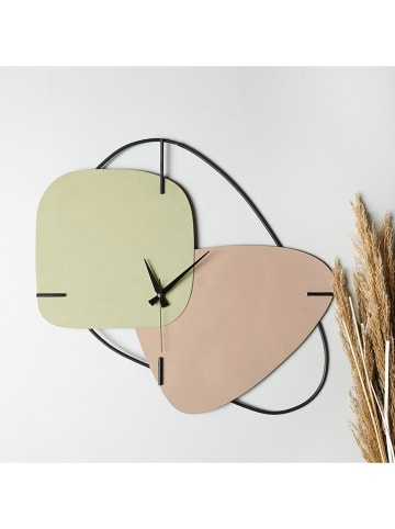 ABERTO DESIGN Wanduhr "Brazil" in Hellbraun/ Grün - Ø 58 cm